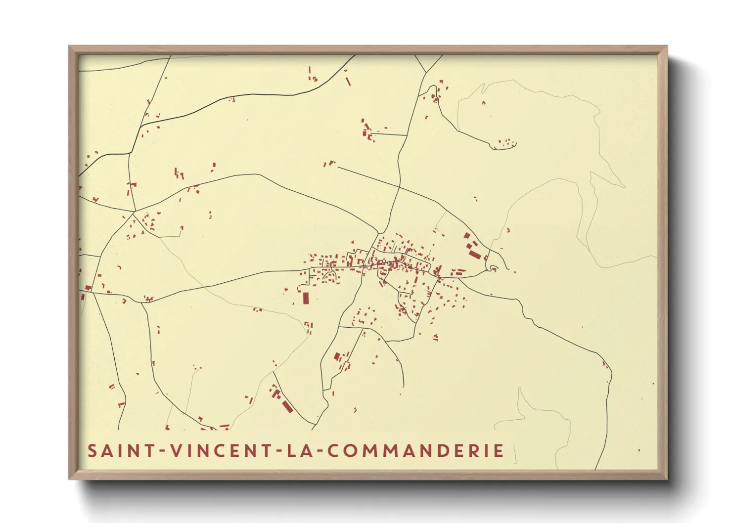 Une affiche de carte sur Saint-Vincent-la-Commanderie
