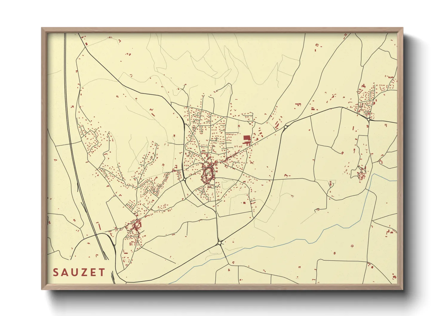 Une affiche de carte sur Sauzet