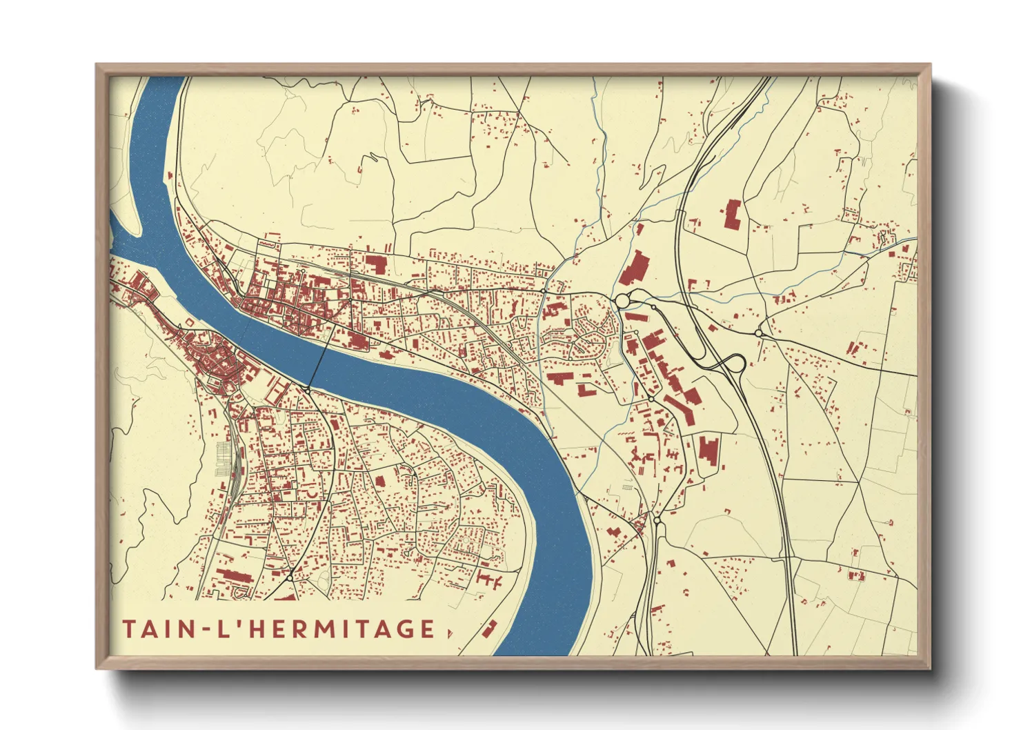 Une affiche de carte sur Tain-l'Hermitage