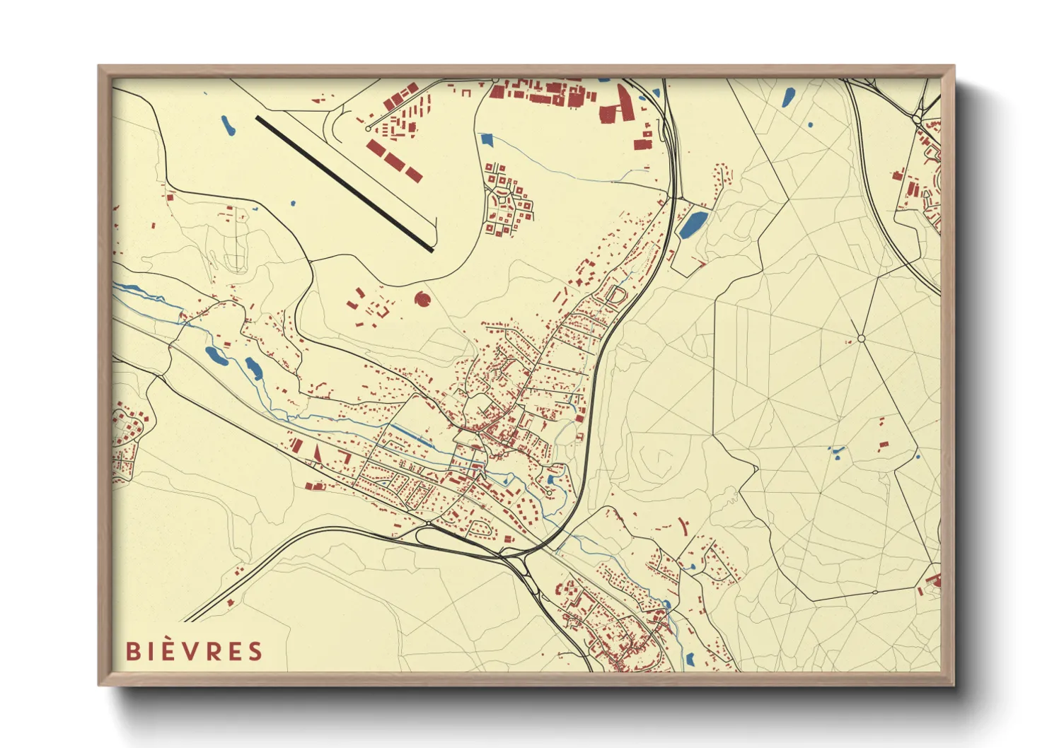 Une affiche de carte sur Bièvres