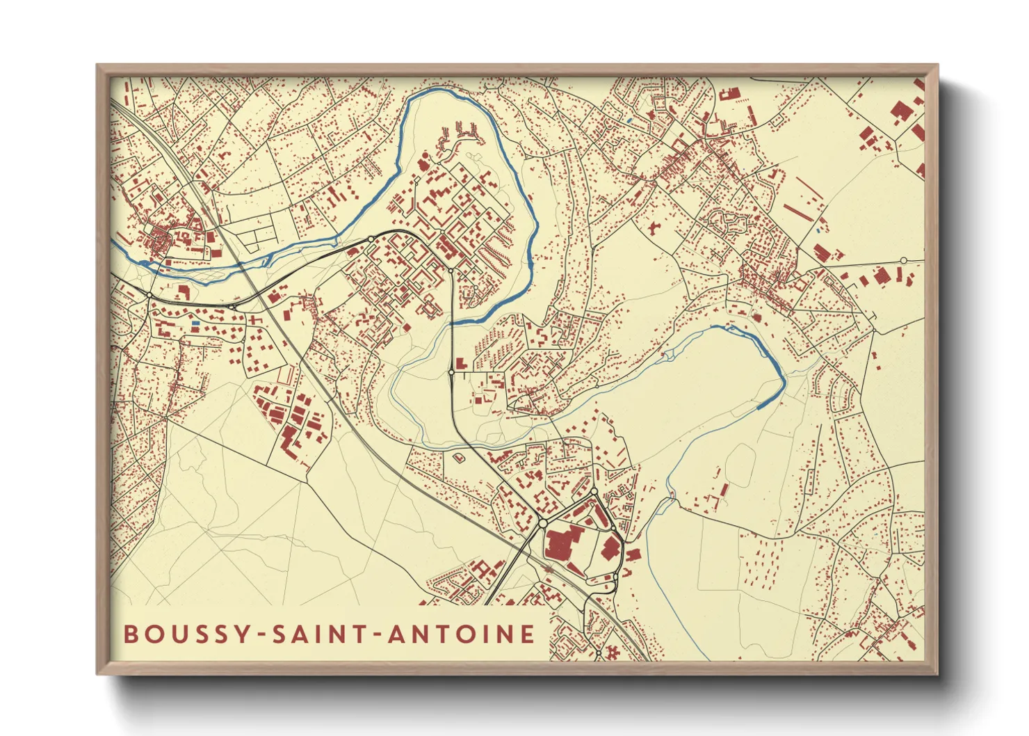 Une affiche de carte sur Boussy-Saint-Antoine