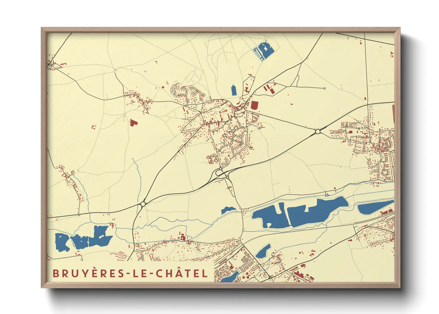 Une affiche de carte sur Bruyères-le-Châtel