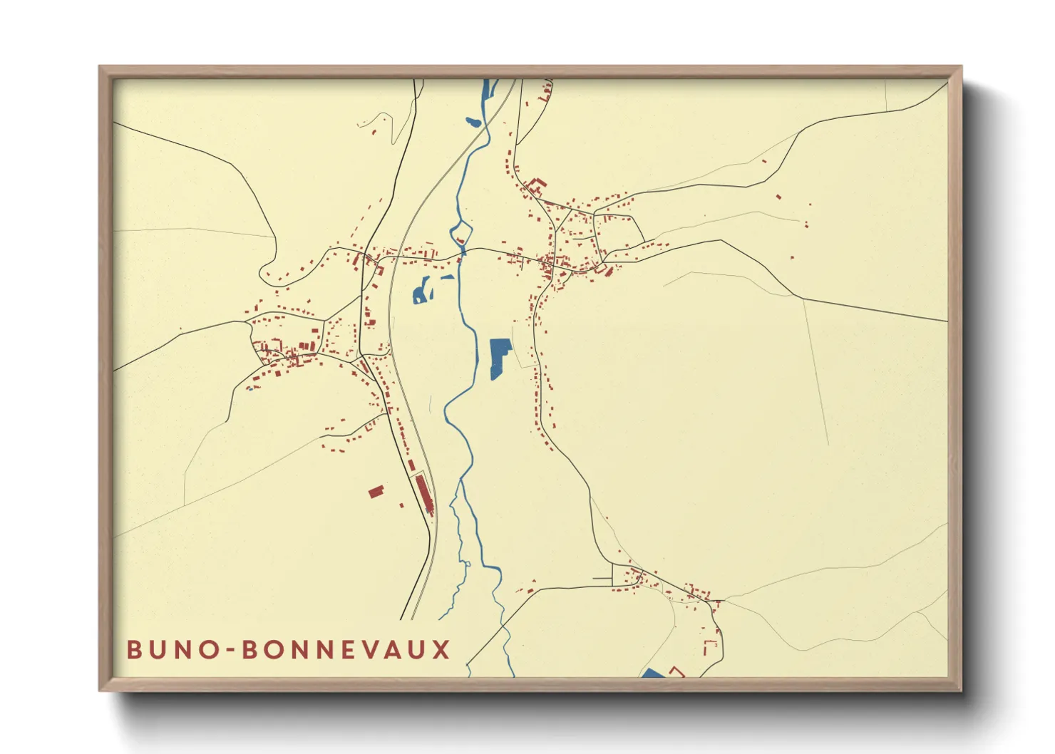 Une affiche de carte sur Buno-Bonnevaux