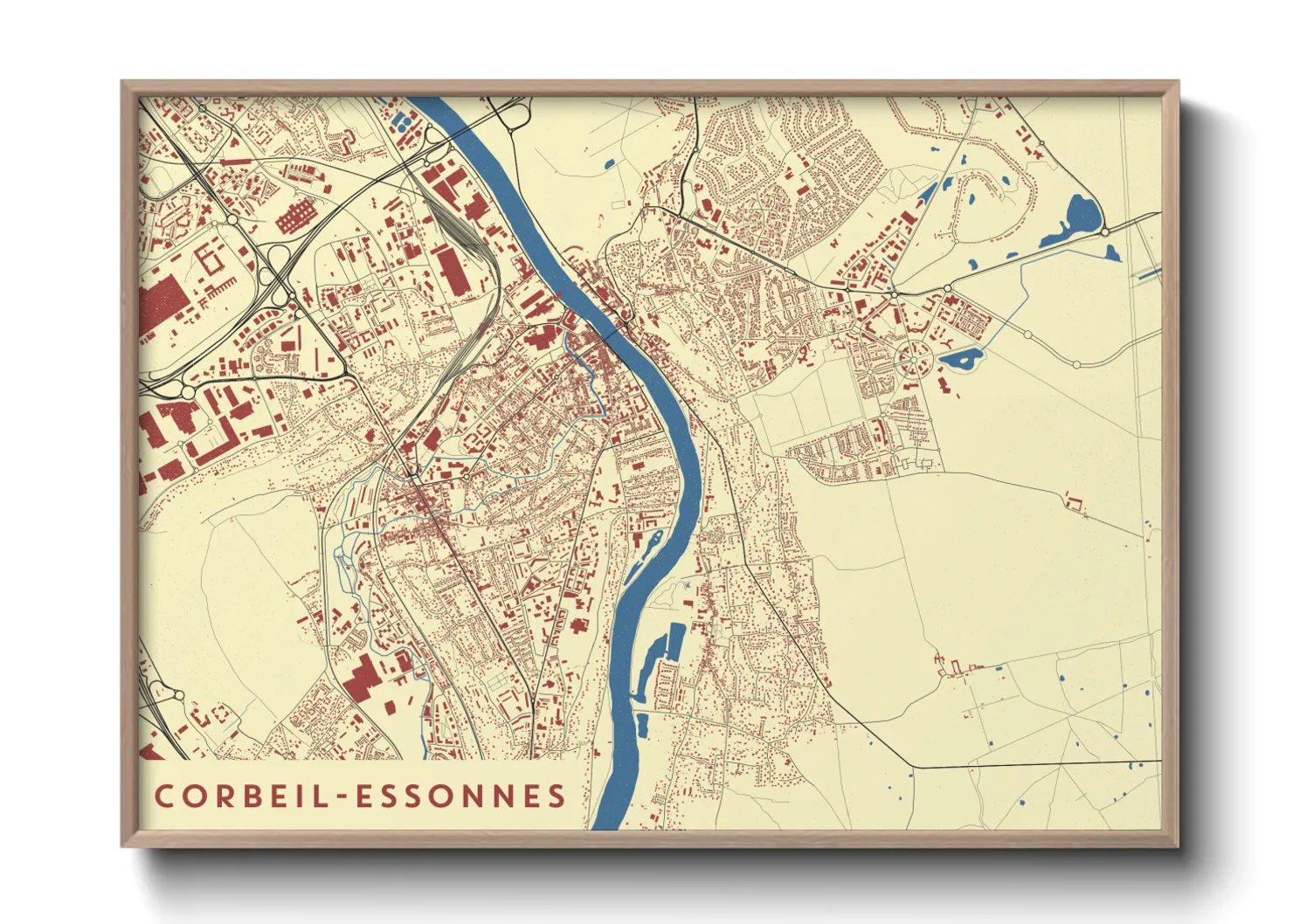 Une affiche de carte sur Corbeil-Essonnes