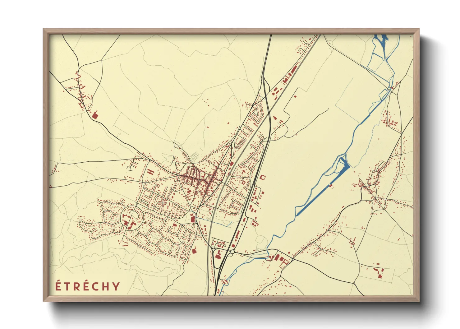 Une affiche de carte sur Étréchy