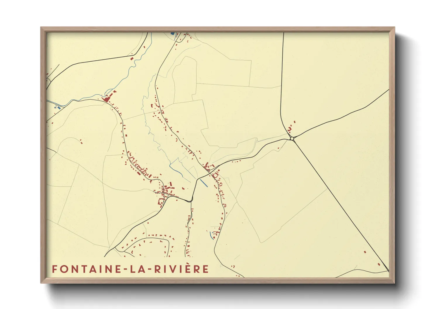 Une affiche de carte sur Fontaine-la-Rivière