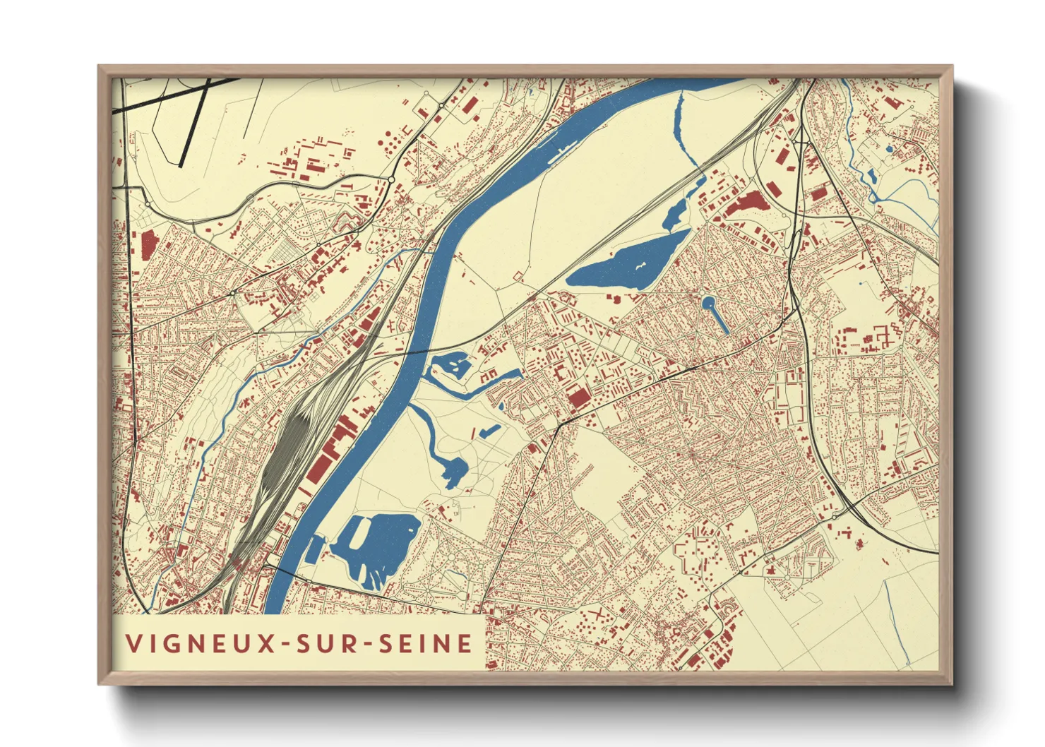 Une affiche de carte sur Vigneux-sur-Seine