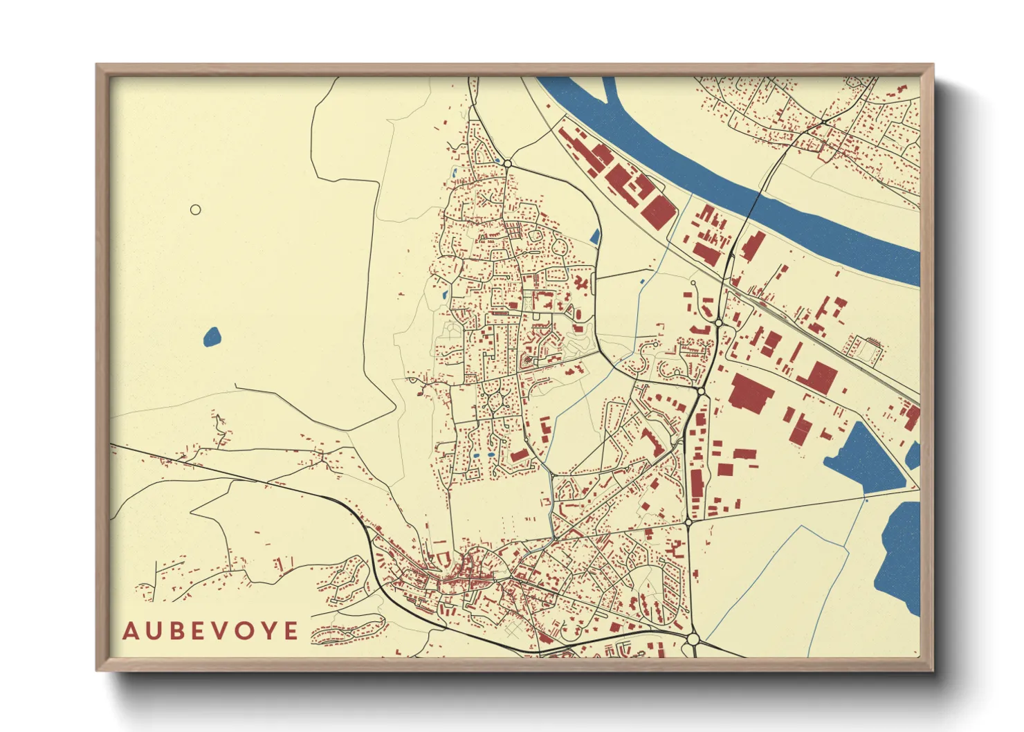 Une affiche de carte sur Aubevoye