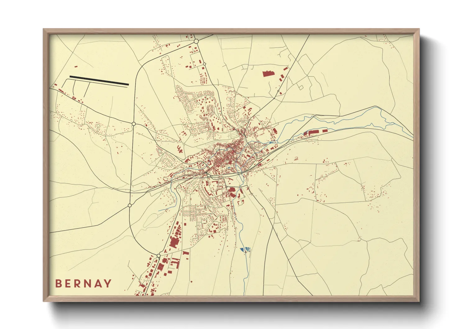Une affiche de carte sur Bernay