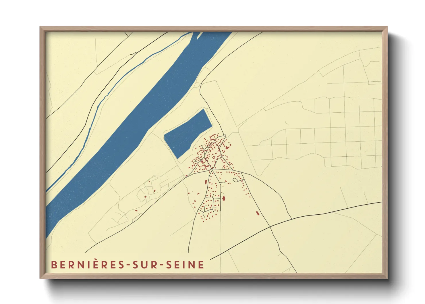 Une affiche de carte sur Bernières-sur-Seine