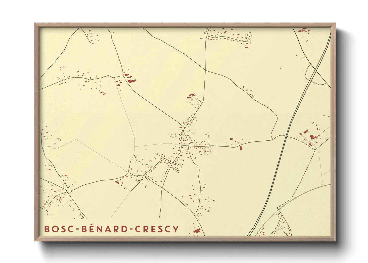 Une affiche de carte sur Bosc-Bénard-Crescy