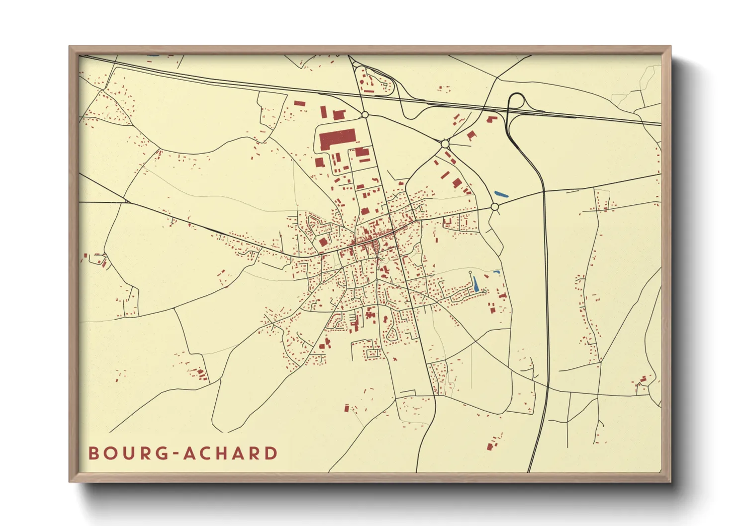 Une affiche de carte sur Bourg-Achard