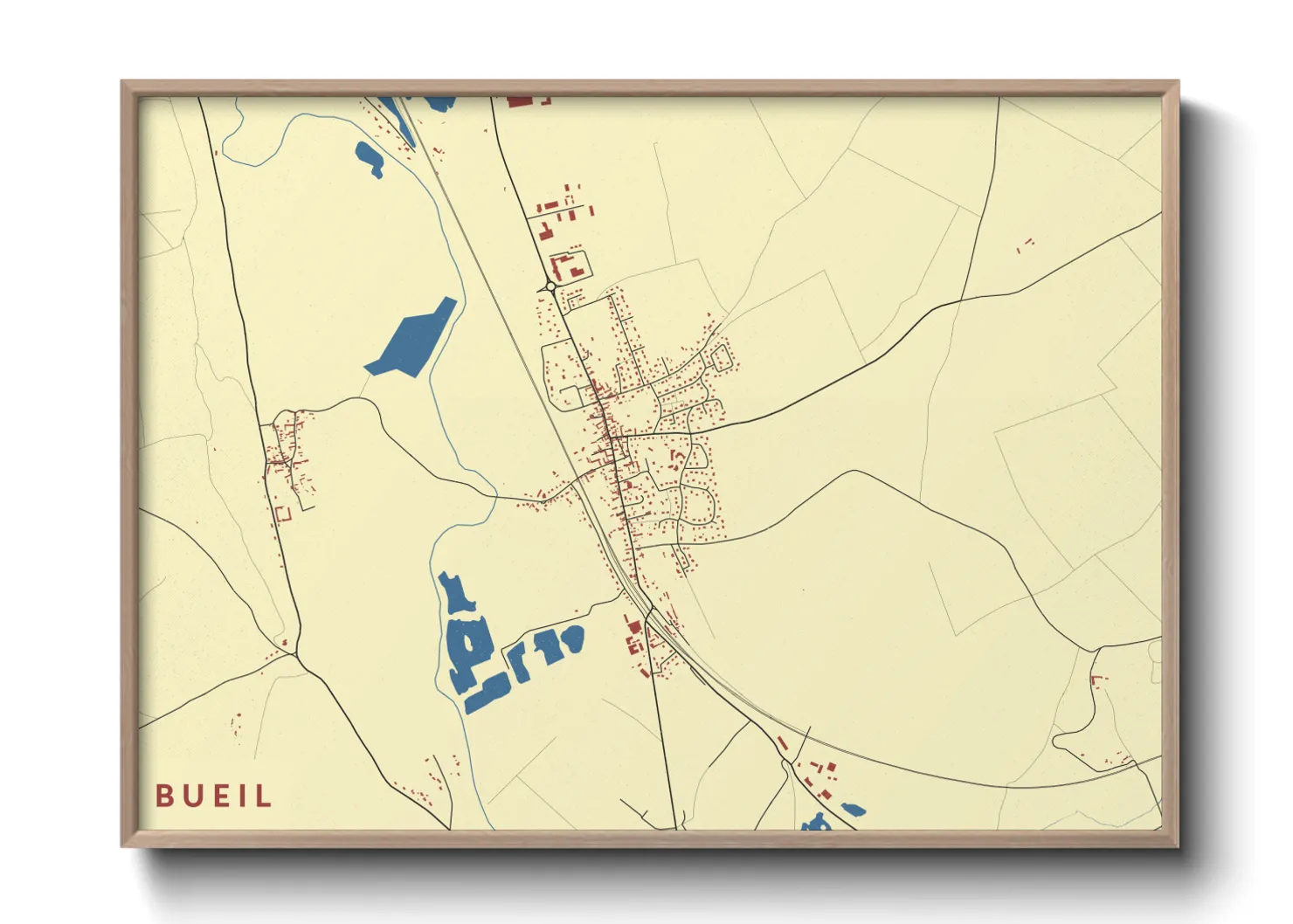 Une affiche de carte sur Bueil