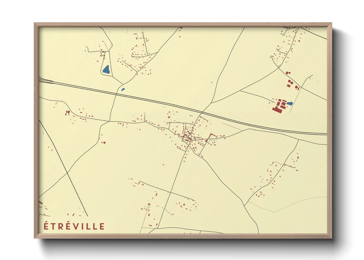 Une affiche de carte sur Étréville