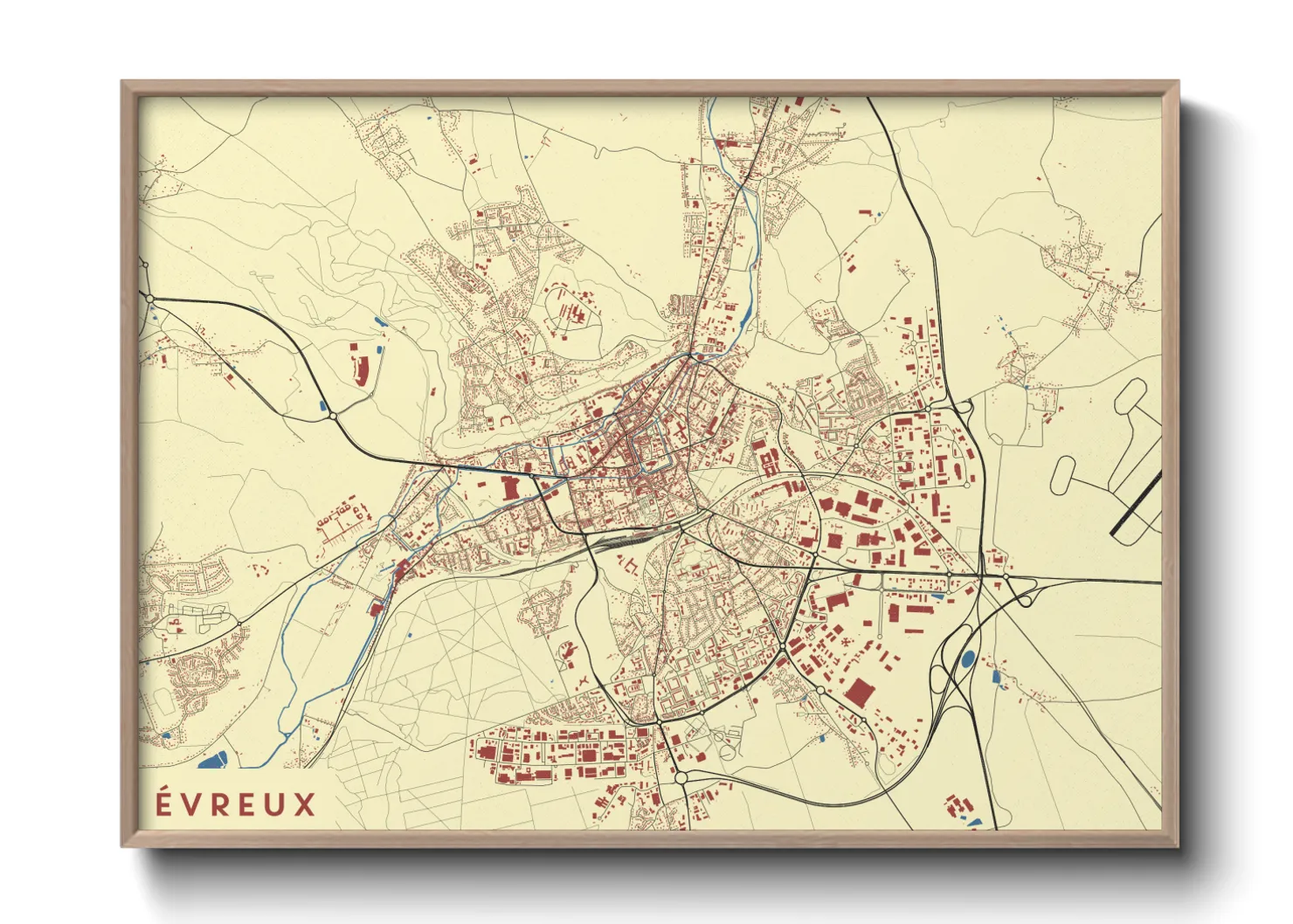 Une affiche de carte sur Évreux