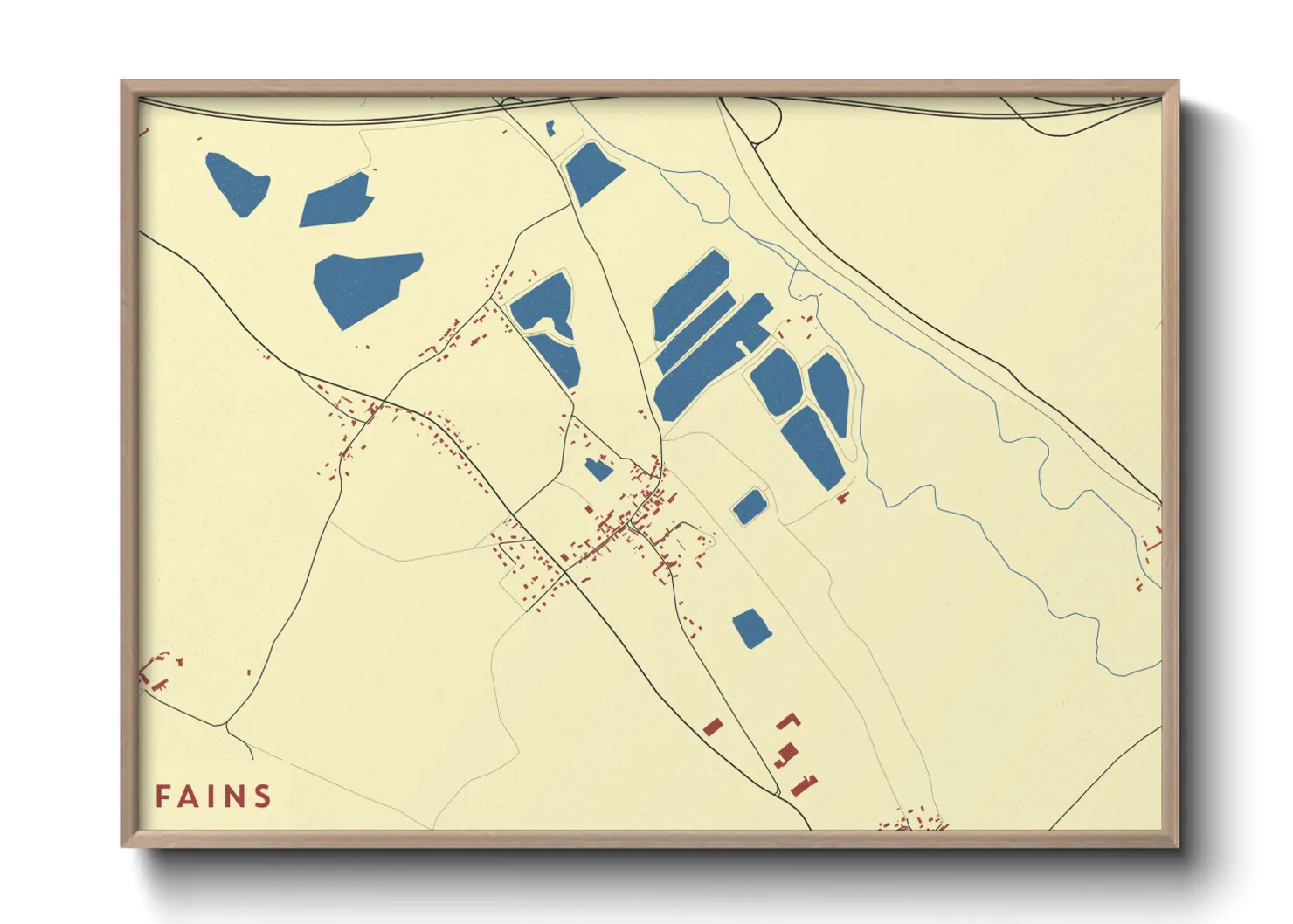 Une affiche de carte sur Fains