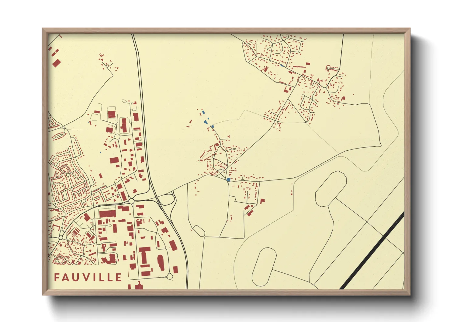 Une affiche de carte sur Fauville