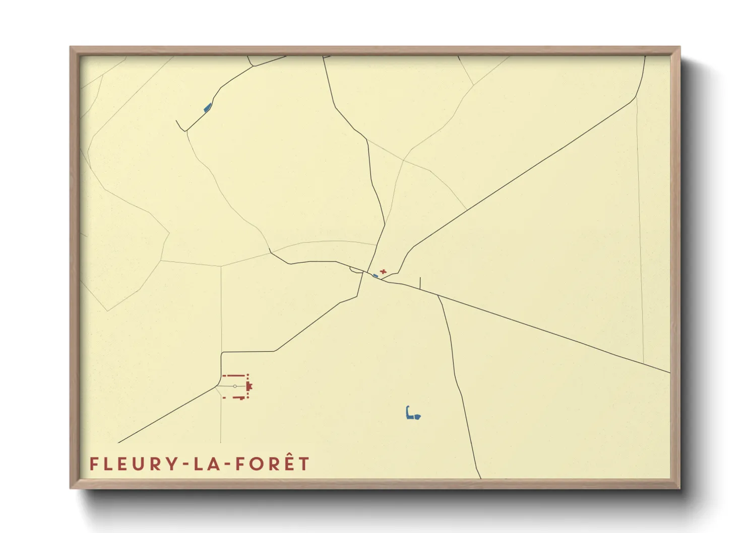 Une affiche de carte sur Fleury-la-Forêt