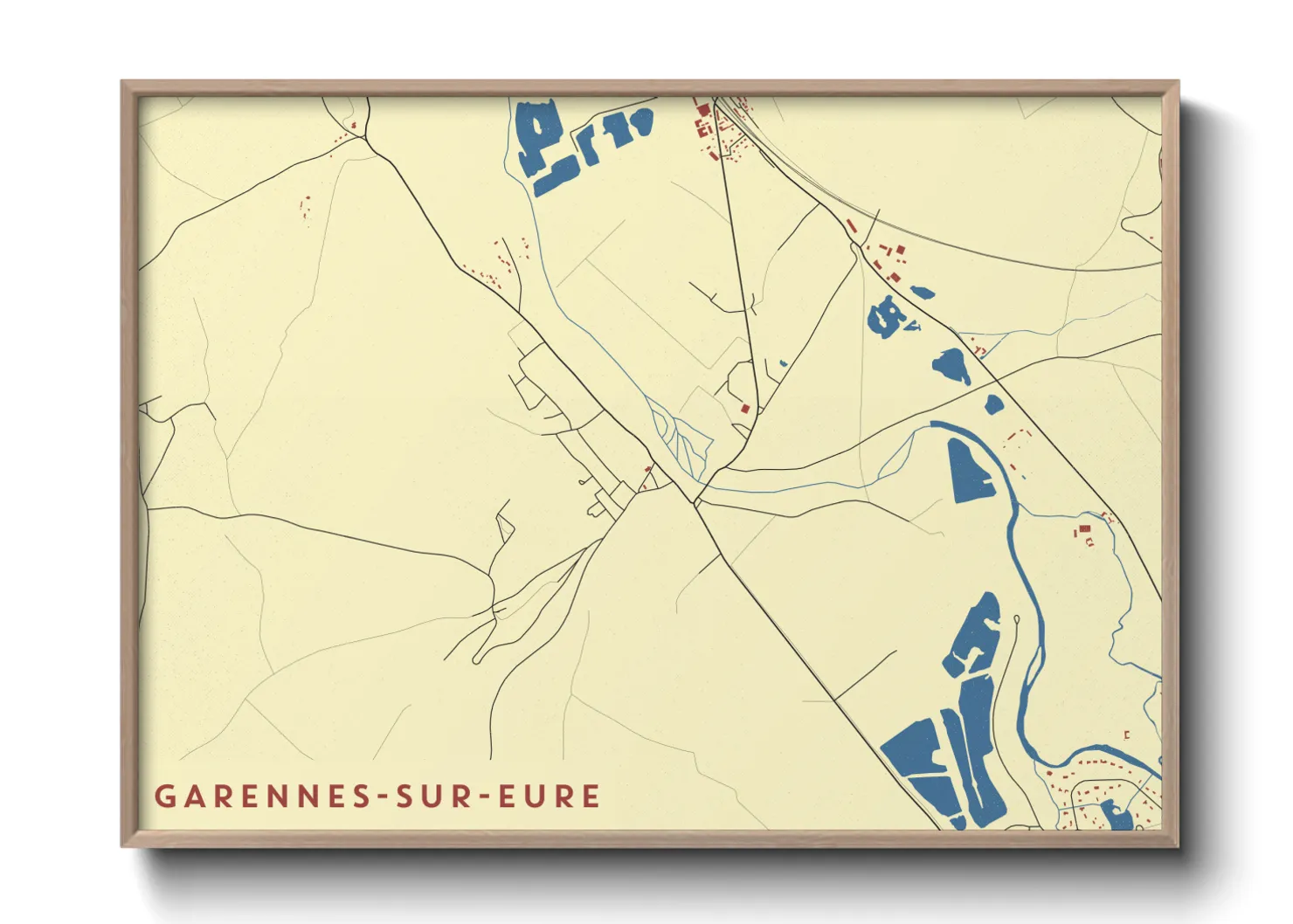 Une affiche de carte sur Garennes-sur-Eure