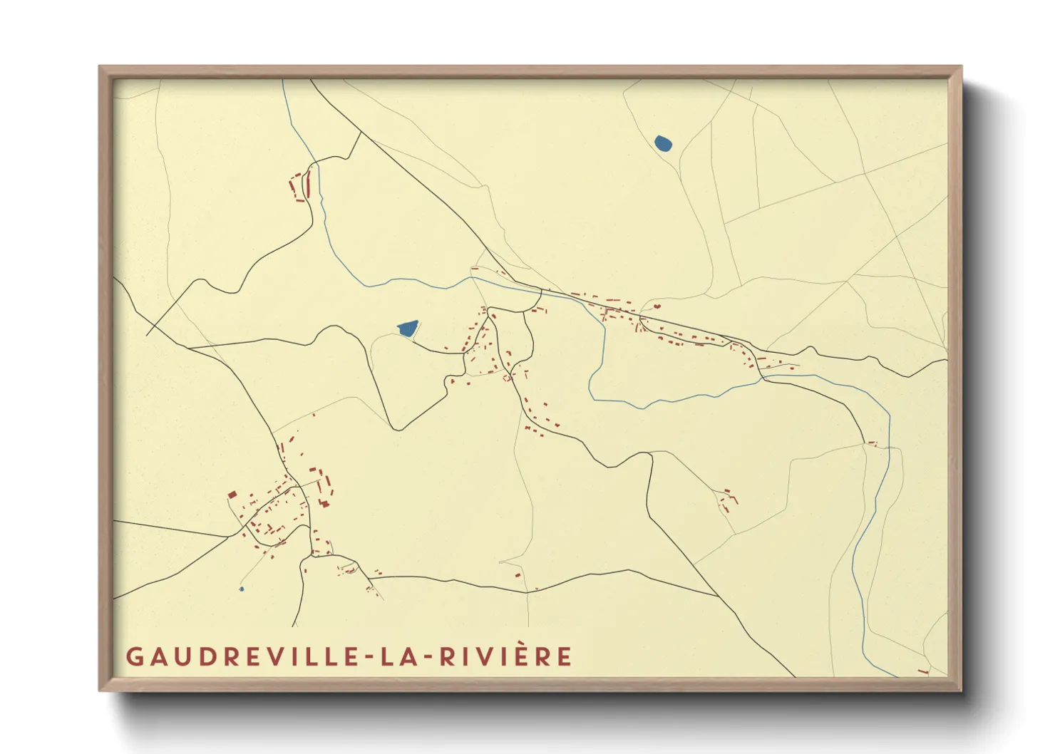 Une affiche de carte sur Gaudreville-la-Rivière