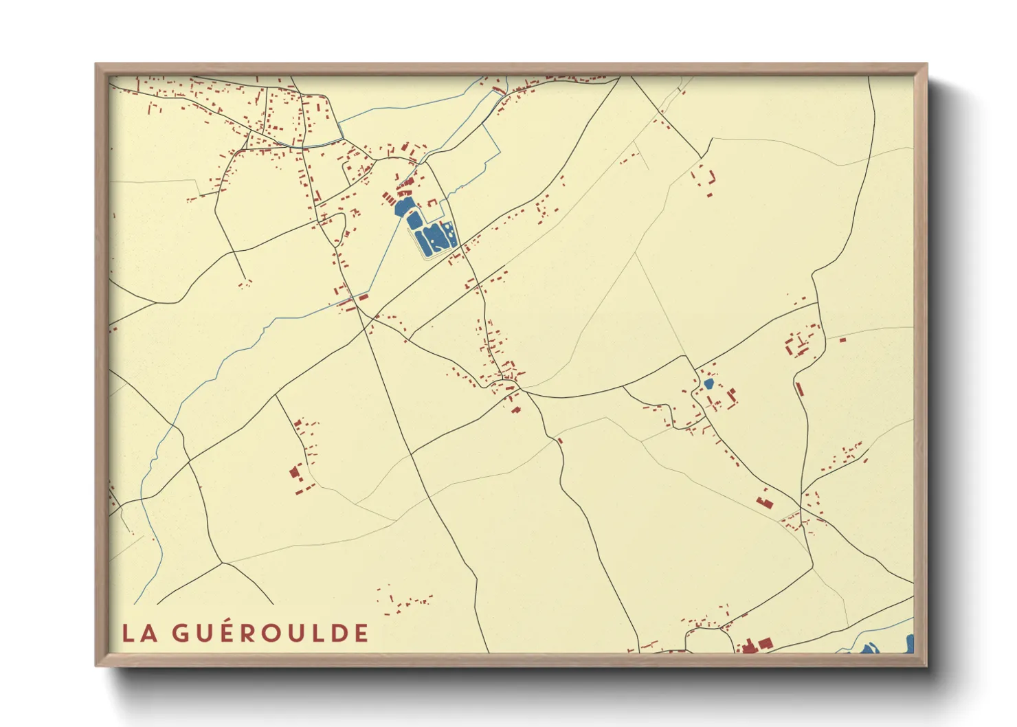 Une affiche de carte sur La Guéroulde