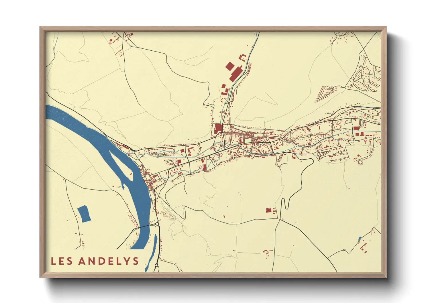 Une affiche de carte sur Les Andelys