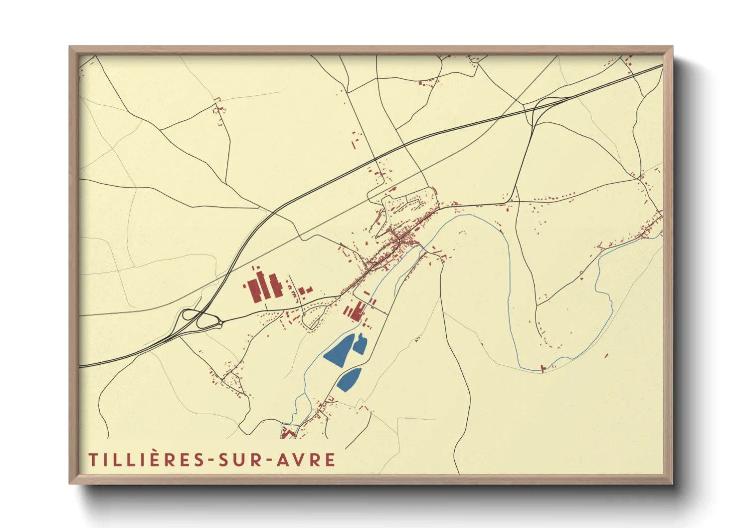 Une affiche de carte sur Tillières-sur-Avre