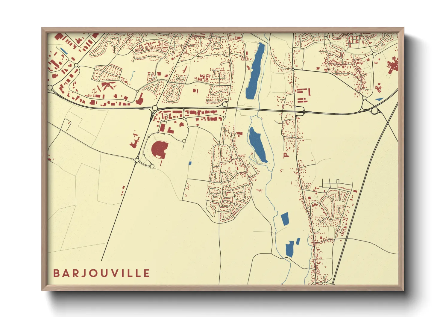 Une affiche de carte sur Barjouville