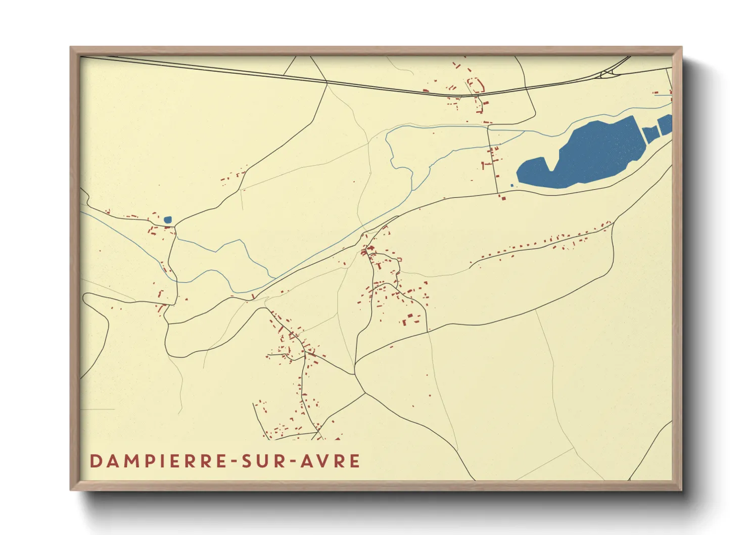Une affiche de carte sur Dampierre-sur-Avre