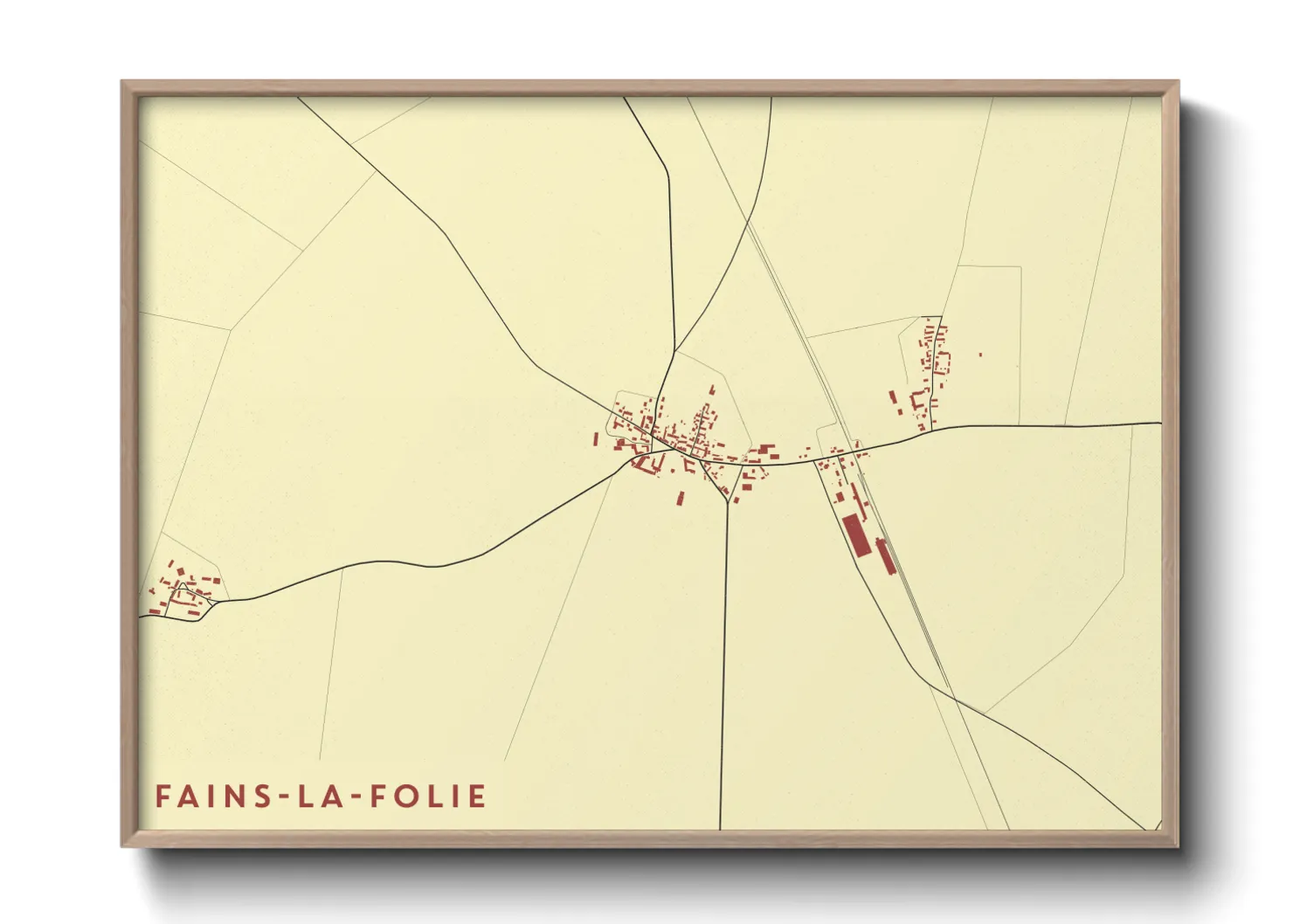 Une affiche de carte sur Fains-la-Folie