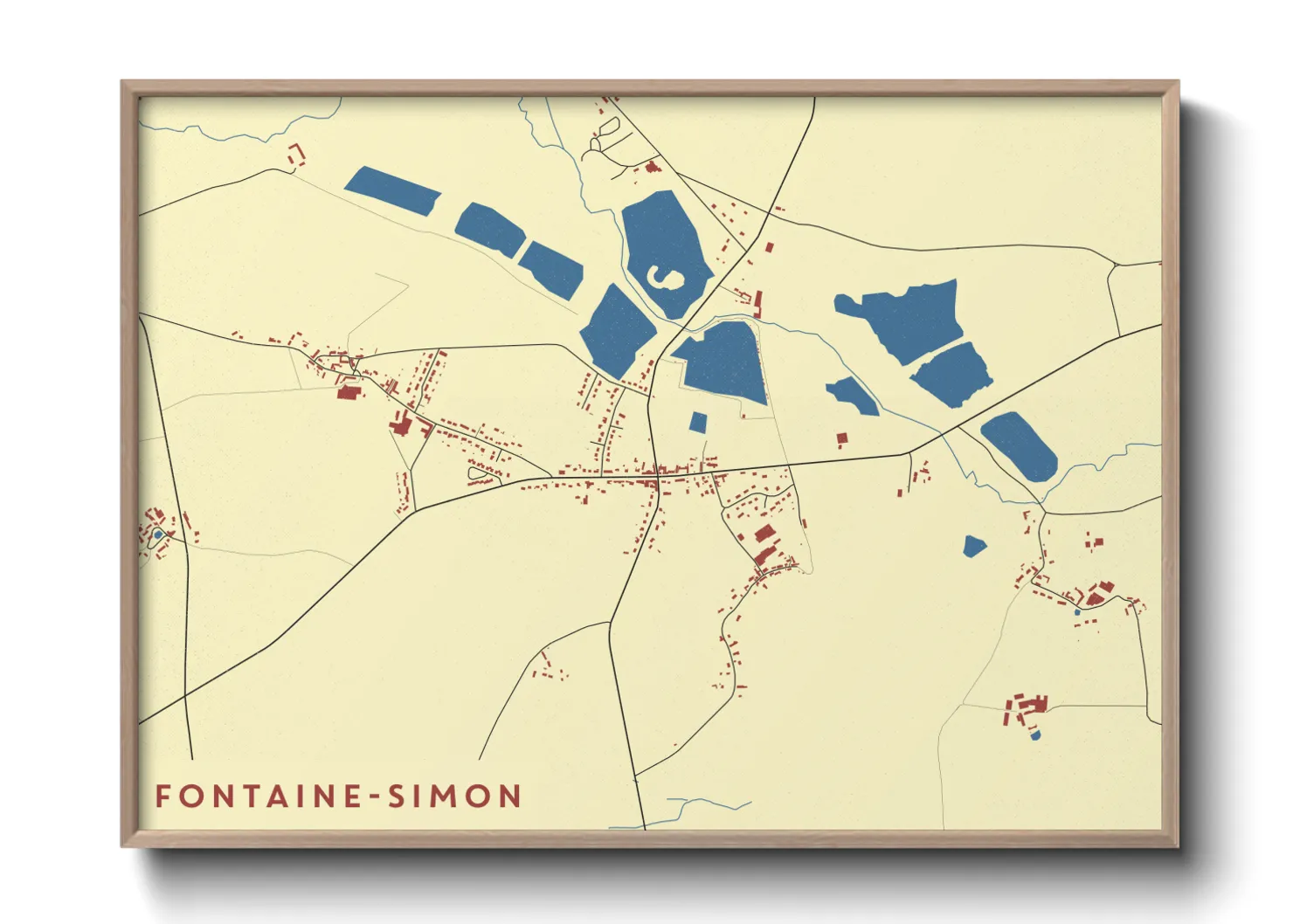 Une affiche de carte sur Fontaine-Simon