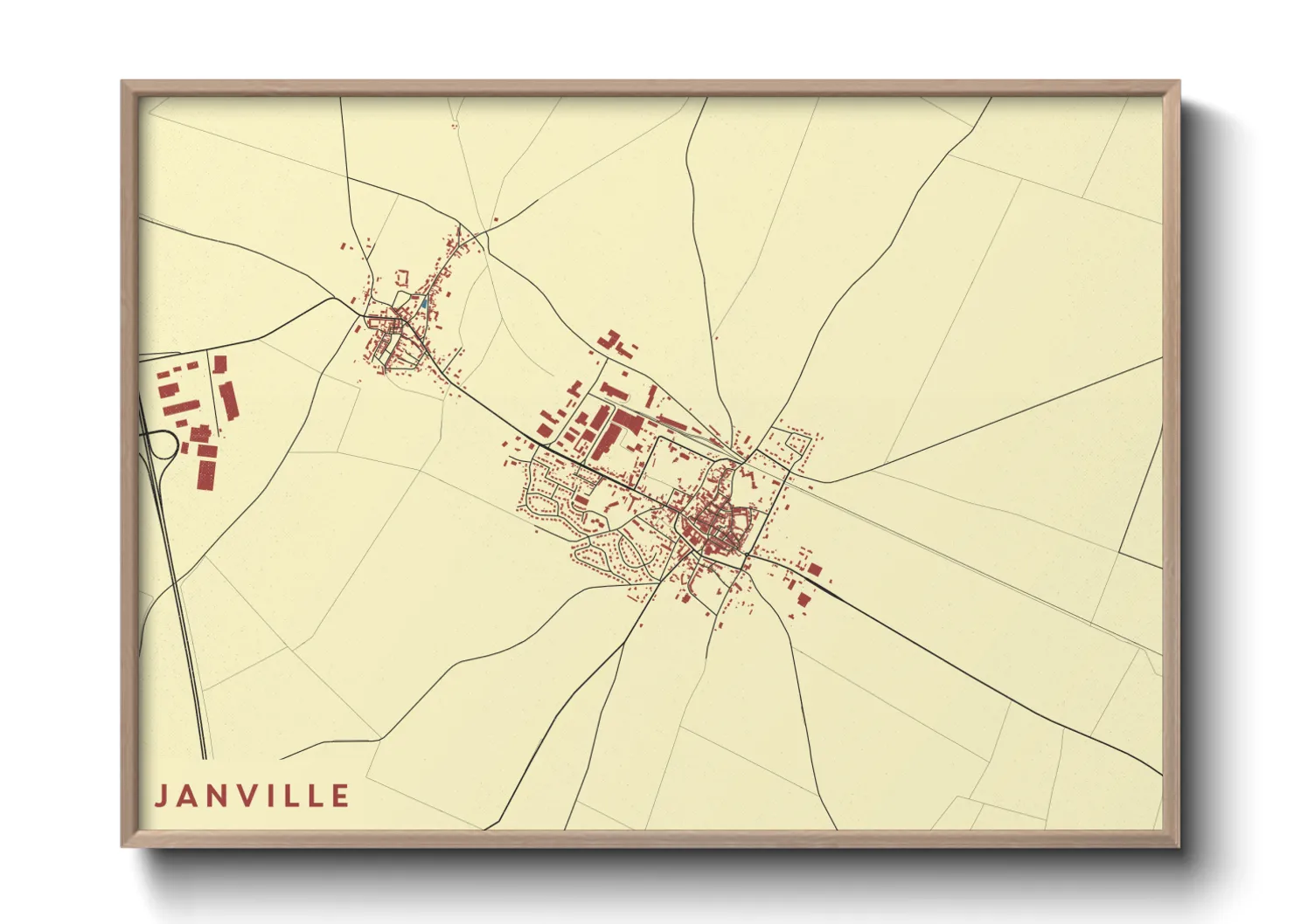 Une affiche de carte sur Janville