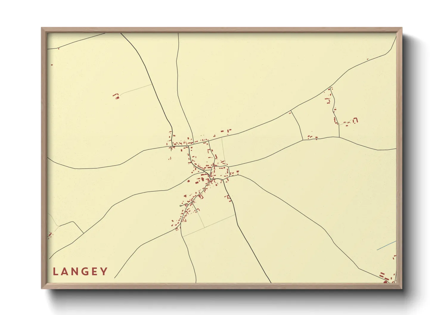 Une affiche de carte sur Langey