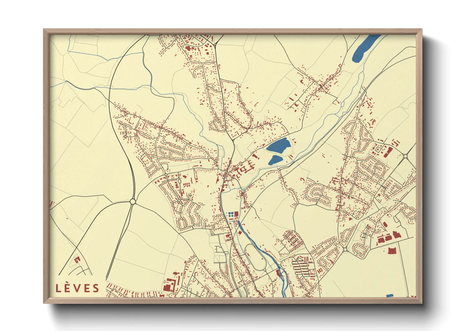 Une affiche de carte sur Lèves