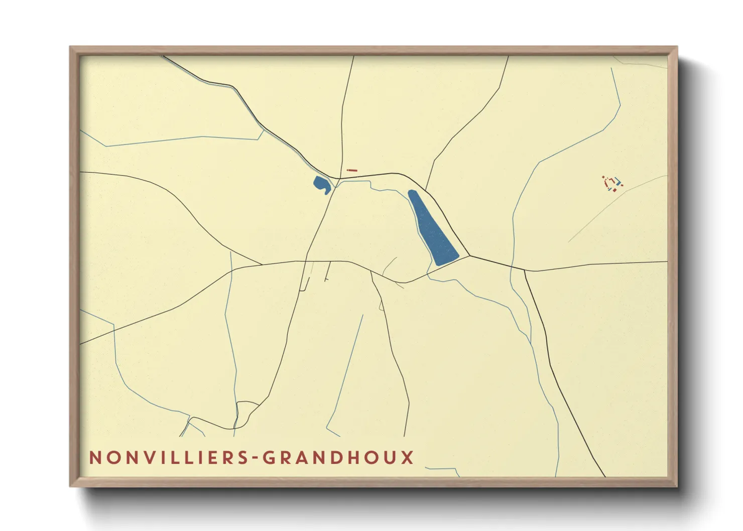 Une affiche de carte sur Nonvilliers-Grandhoux