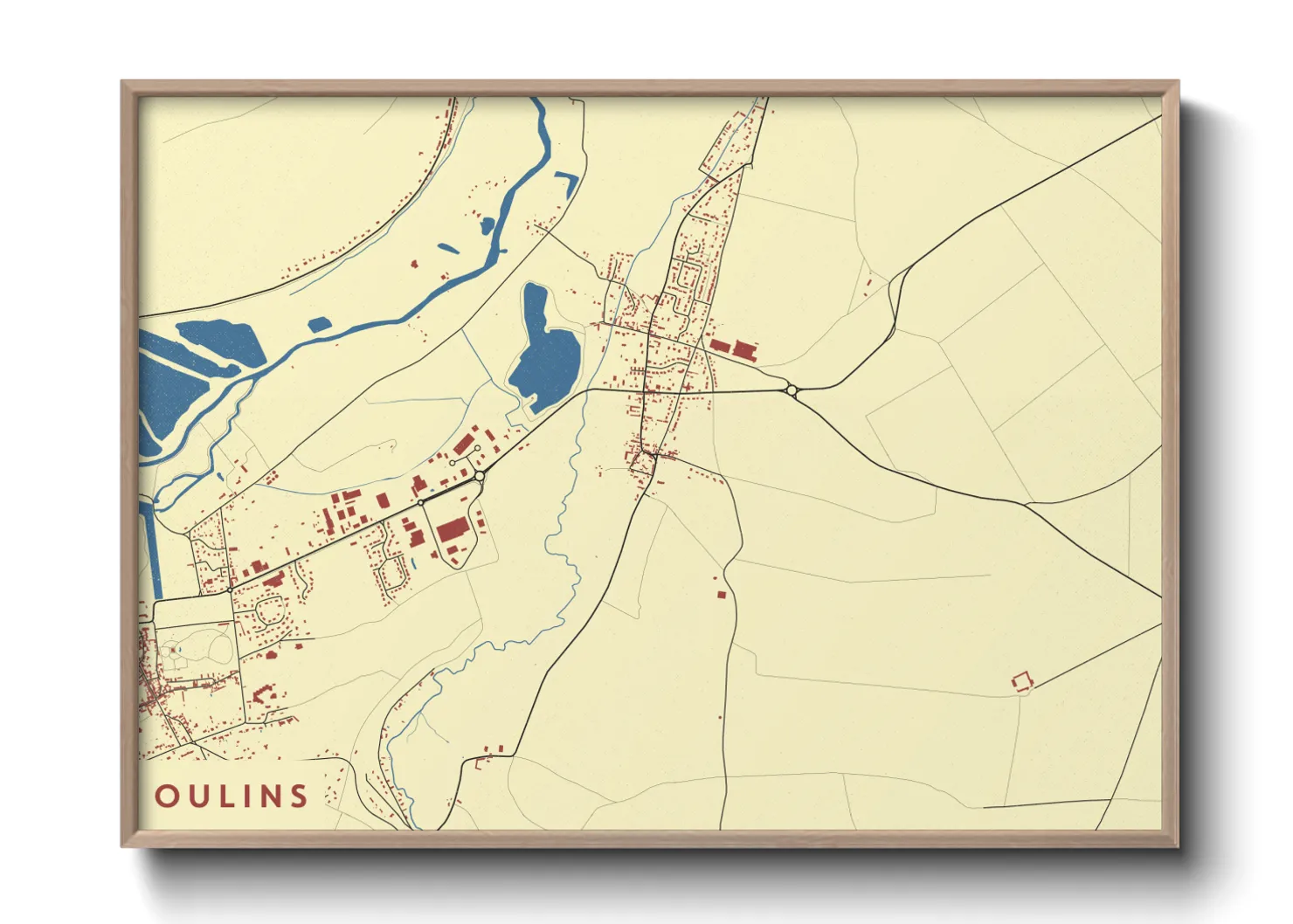 Une affiche de carte sur Oulins