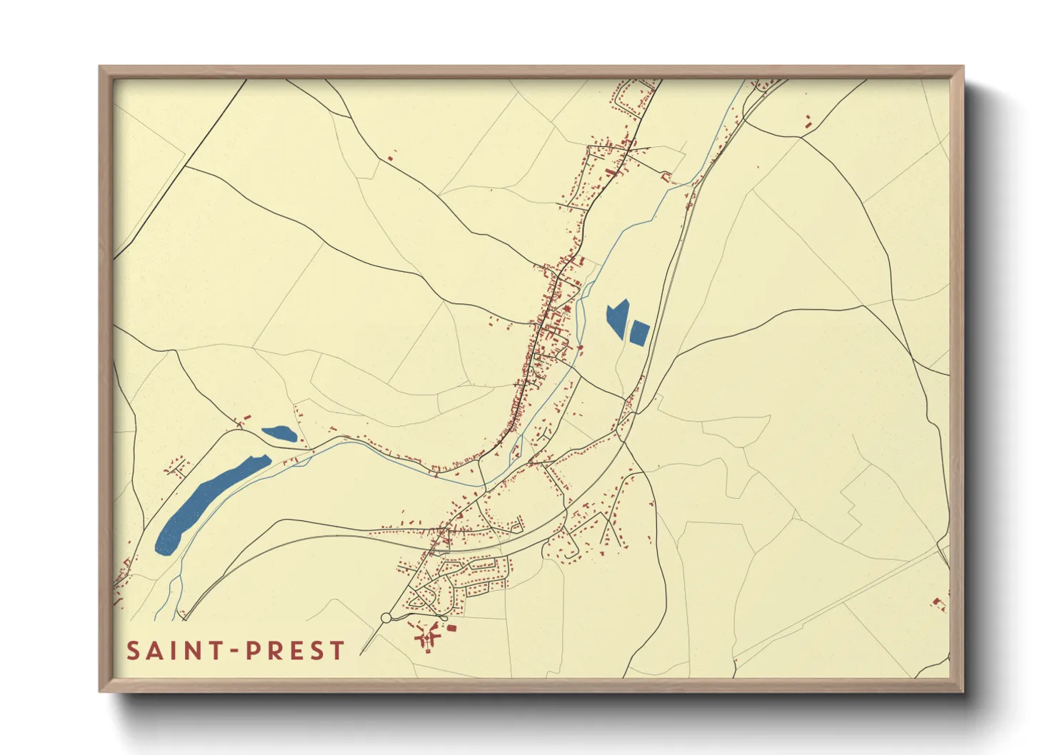 Une affiche de carte sur Saint-Prest
