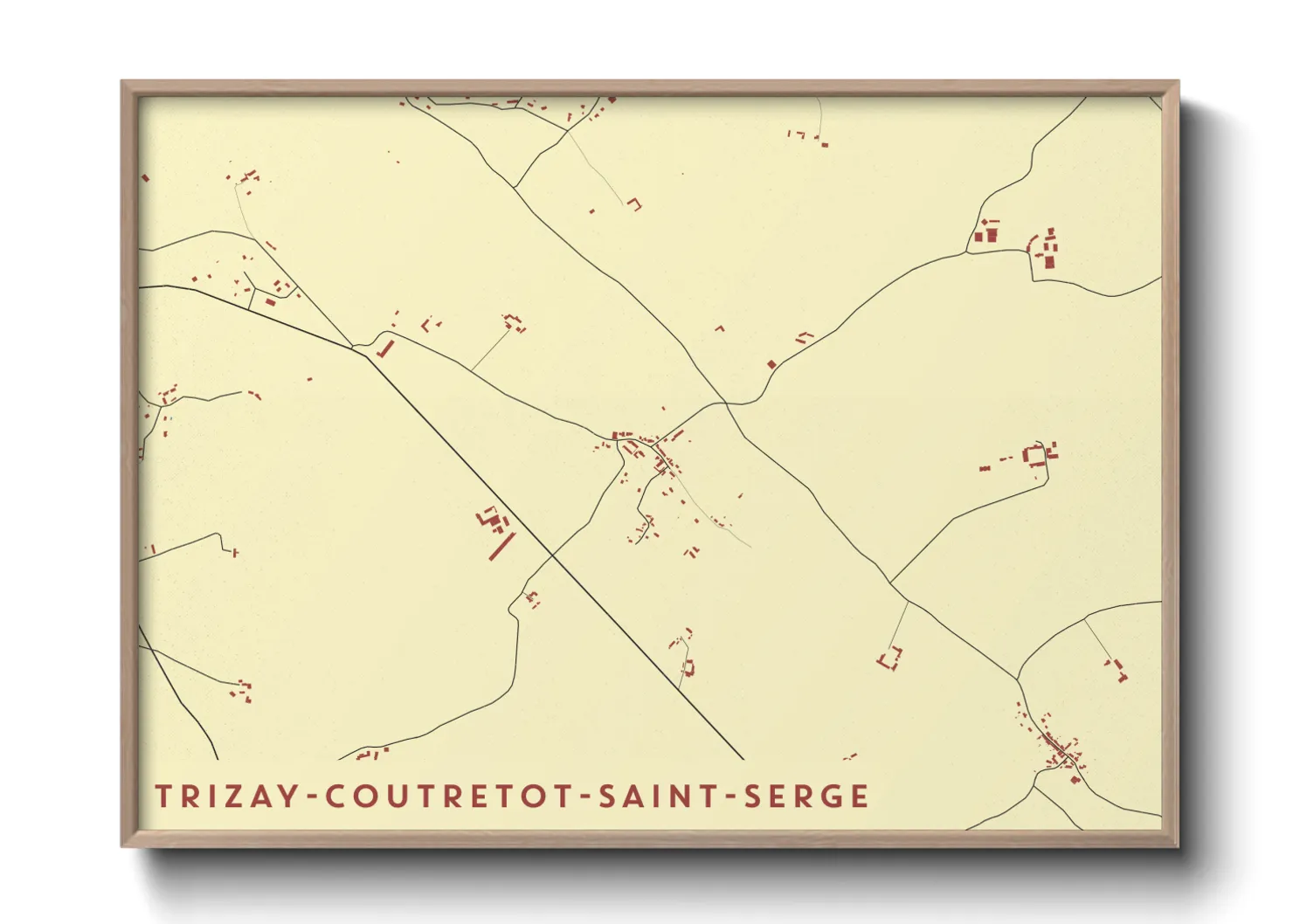 Une affiche de carte sur Trizay-Coutretot-Saint-Serge