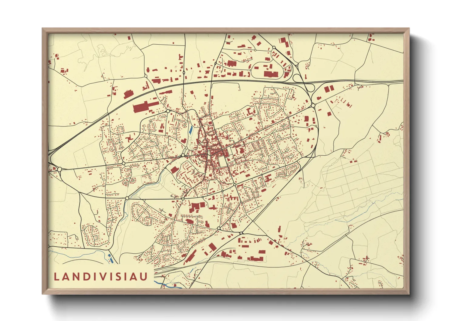 Une affiche de carte sur Landivisiau