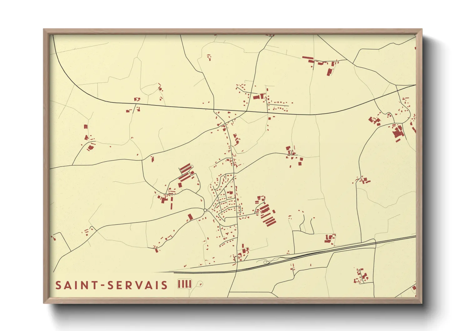 Une affiche de carte sur Saint-Servais