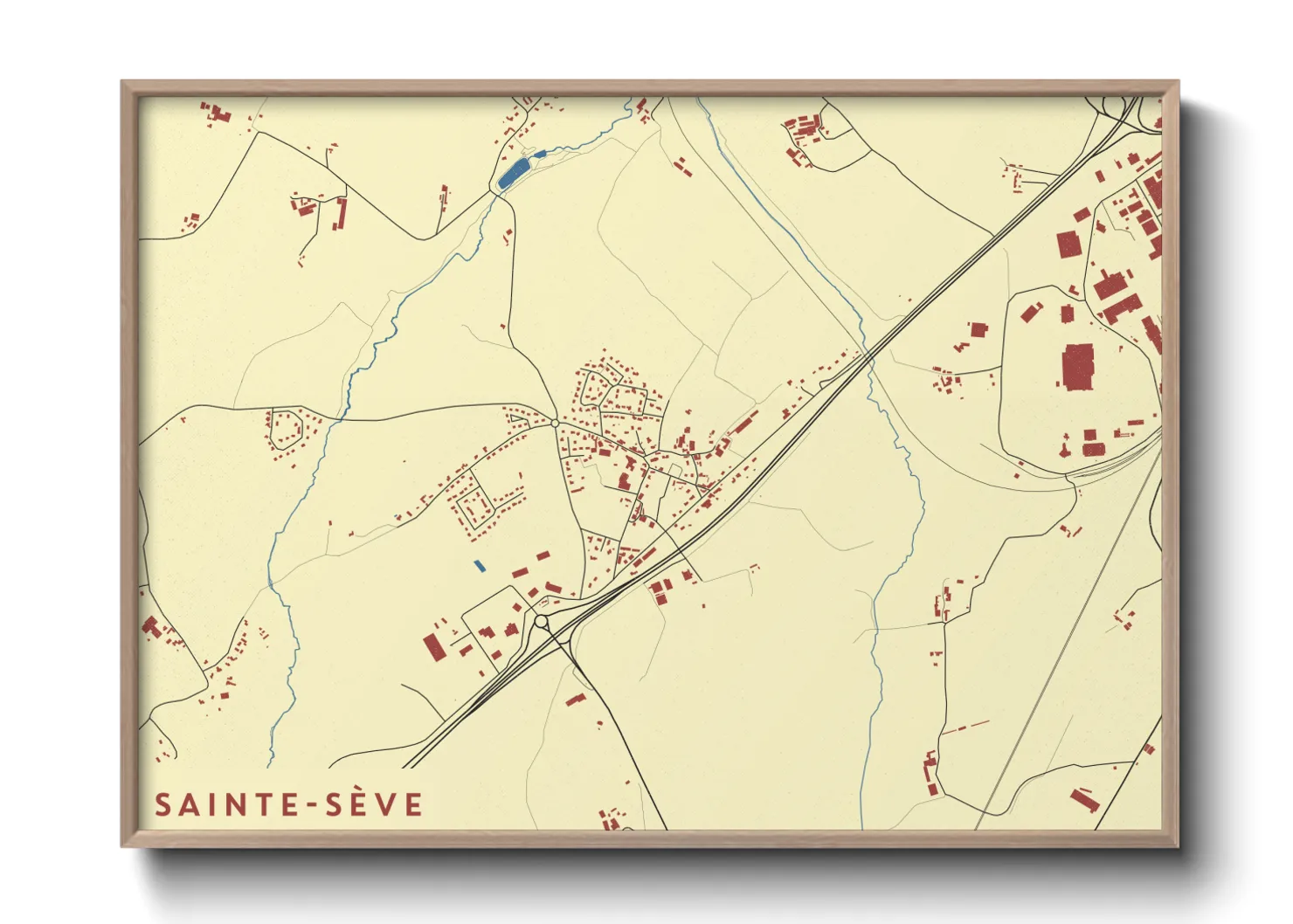 Une affiche de carte sur Sainte-Sève