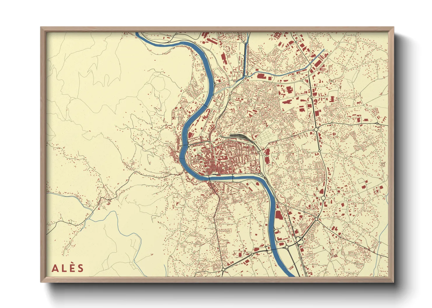 Une affiche de carte sur Alès