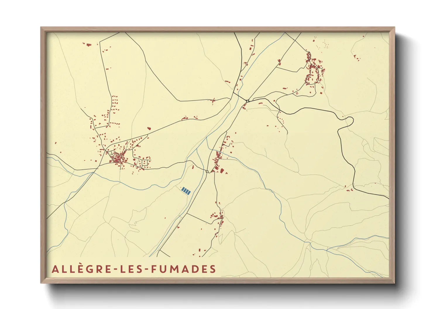 Une affiche de carte sur Allègre-les-Fumades