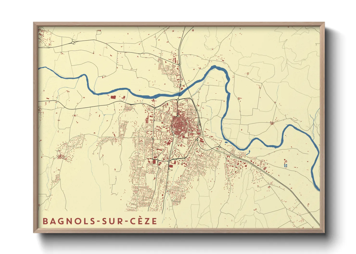 Une affiche de carte sur Bagnols-sur-Cèze