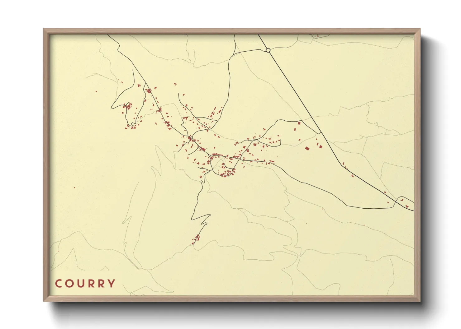 Une affiche de carte sur Courry