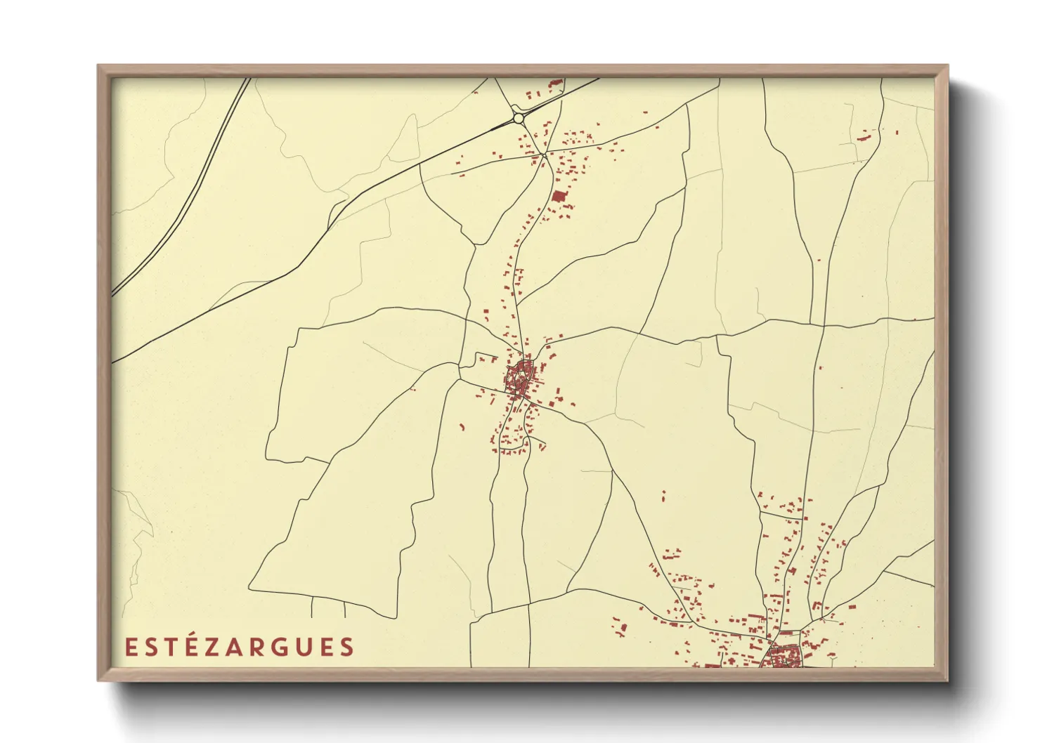 Une affiche de carte sur Estézargues