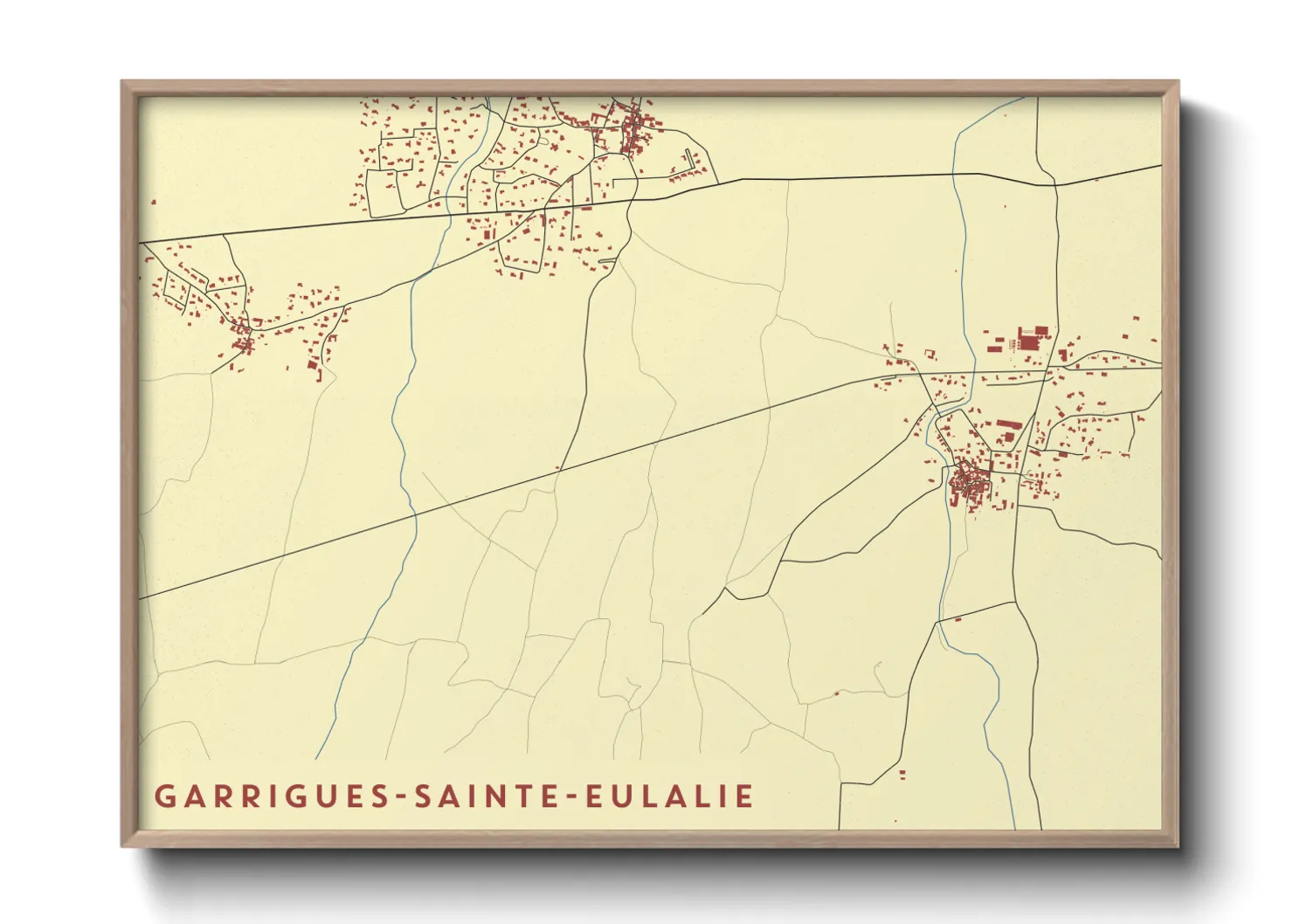 Une affiche de carte sur Garrigues-Sainte-Eulalie