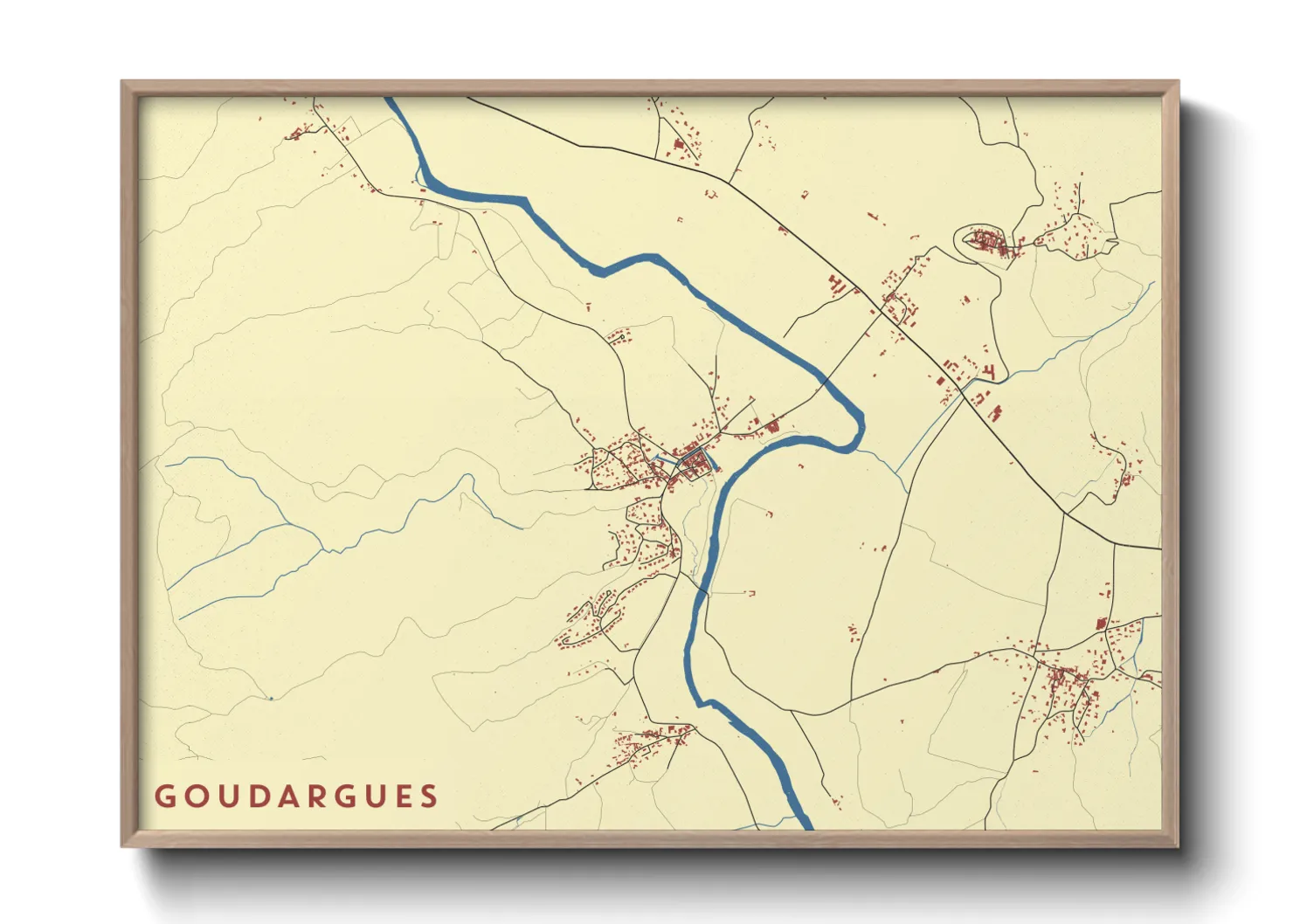 Une affiche de carte sur Goudargues
