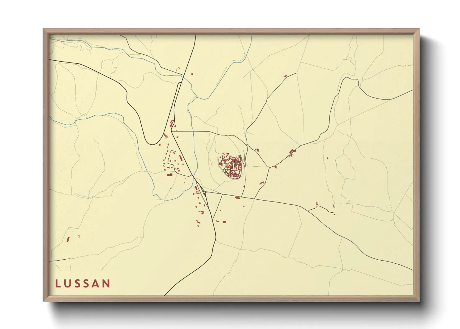 Une affiche de carte sur Lussan