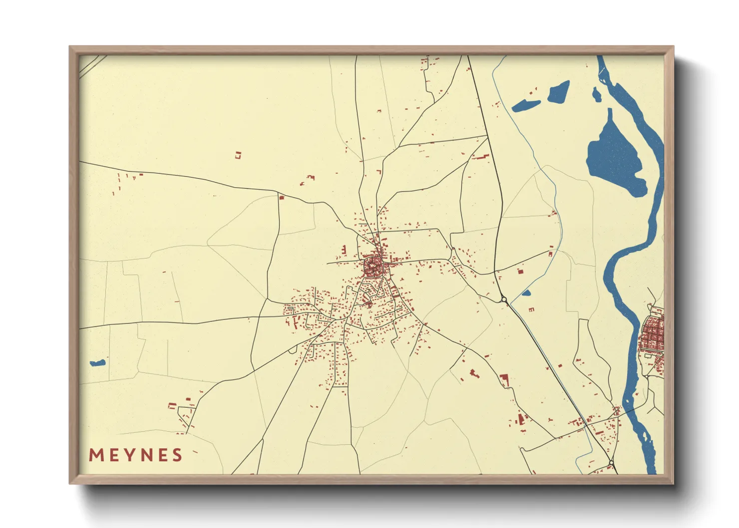 Une affiche de carte sur Meynes